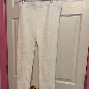 White fuzzy jogger pants